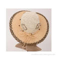 9cm Brown Paper String Packable Sun Hats For Women , Raffia
